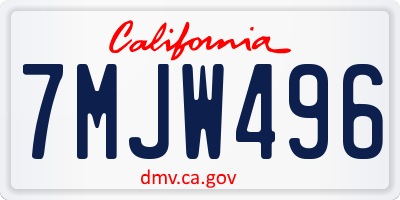 CA license plate 7MJW496