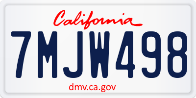 CA license plate 7MJW498