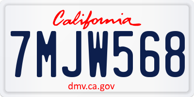 CA license plate 7MJW568