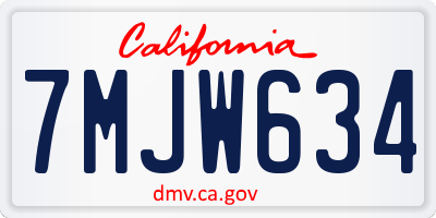 CA license plate 7MJW634