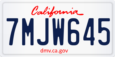CA license plate 7MJW645