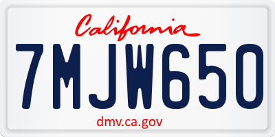 CA license plate 7MJW650