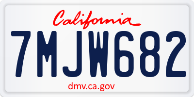 CA license plate 7MJW682