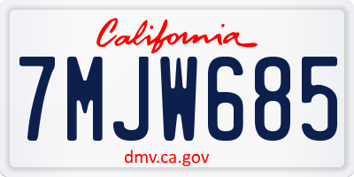 CA license plate 7MJW685