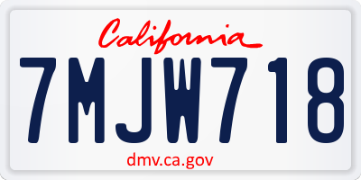 CA license plate 7MJW718