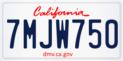 CA license plate 7MJW750