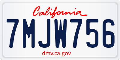 CA license plate 7MJW756