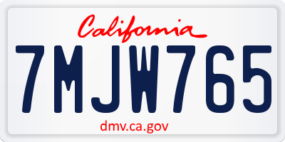 CA license plate 7MJW765