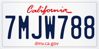 CA license plate 7MJW788