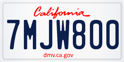 CA license plate 7MJW800