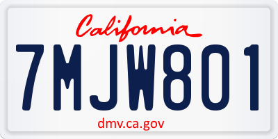 CA license plate 7MJW801