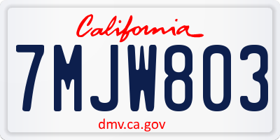 CA license plate 7MJW803