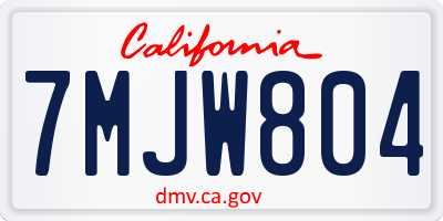 CA license plate 7MJW804