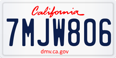 CA license plate 7MJW806