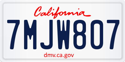 CA license plate 7MJW807