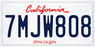 CA license plate 7MJW808