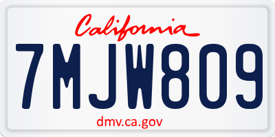 CA license plate 7MJW809