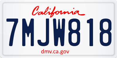 CA license plate 7MJW818
