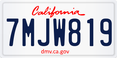 CA license plate 7MJW819