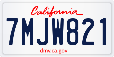 CA license plate 7MJW821