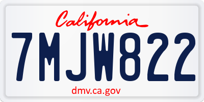 CA license plate 7MJW822