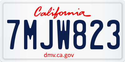 CA license plate 7MJW823