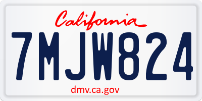 CA license plate 7MJW824