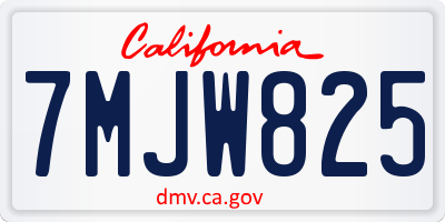 CA license plate 7MJW825