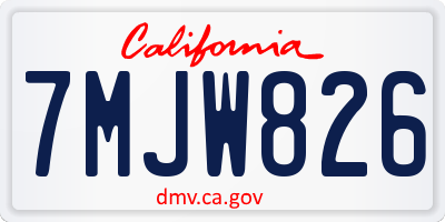 CA license plate 7MJW826