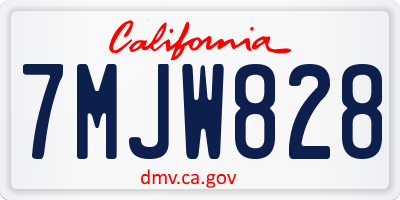 CA license plate 7MJW828