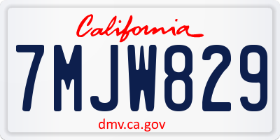 CA license plate 7MJW829