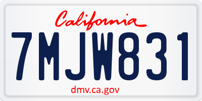CA license plate 7MJW831
