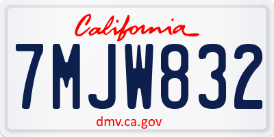 CA license plate 7MJW832