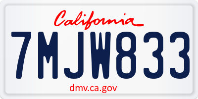 CA license plate 7MJW833