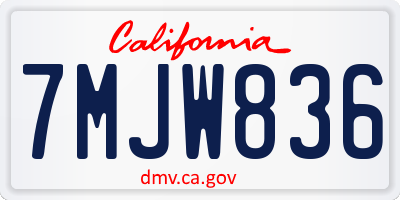 CA license plate 7MJW836