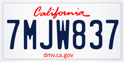 CA license plate 7MJW837