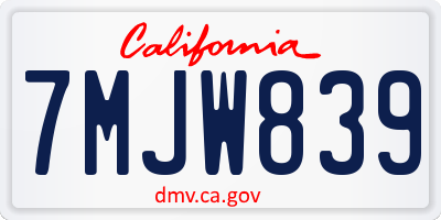 CA license plate 7MJW839