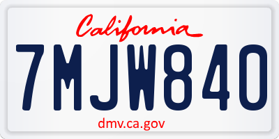 CA license plate 7MJW840