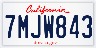 CA license plate 7MJW843