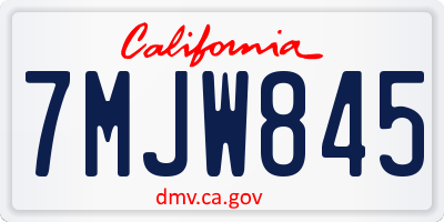 CA license plate 7MJW845