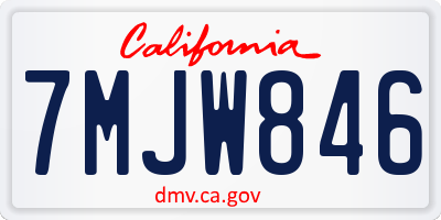 CA license plate 7MJW846