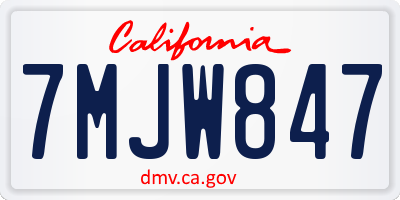 CA license plate 7MJW847