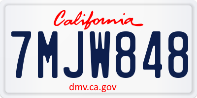 CA license plate 7MJW848