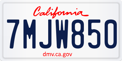 CA license plate 7MJW850