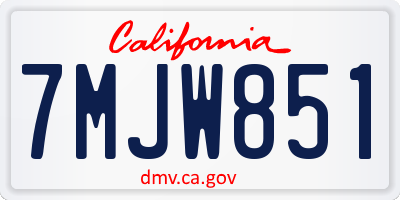 CA license plate 7MJW851