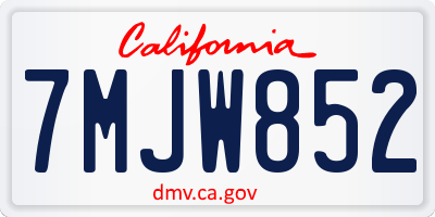 CA license plate 7MJW852