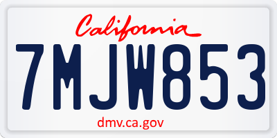 CA license plate 7MJW853