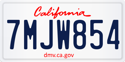 CA license plate 7MJW854