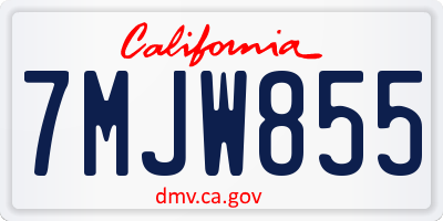 CA license plate 7MJW855