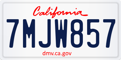 CA license plate 7MJW857
